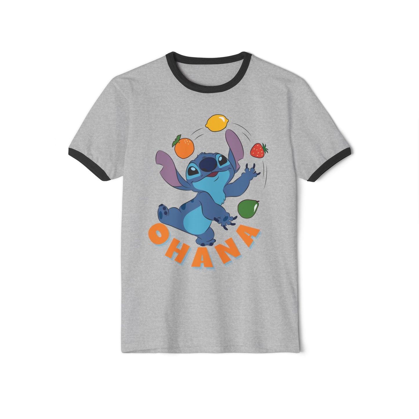 Fun Ohana Ringer T-Shirt for Family Gatherings, Cute Casual Wear, Gift for Friends, Summer Outing Tee, Children’s Day Celebration