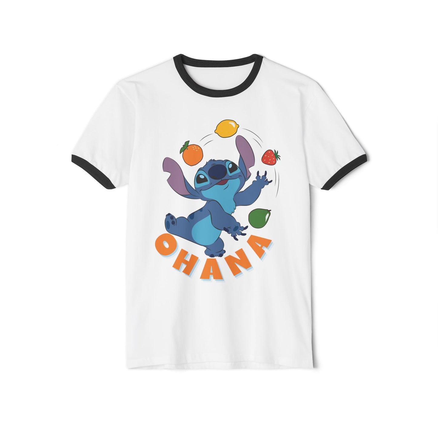 Fun Ohana Ringer T-Shirt for Family Gatherings, Cute Casual Wear, Gift for Friends, Summer Outing Tee, Children’s Day Celebration