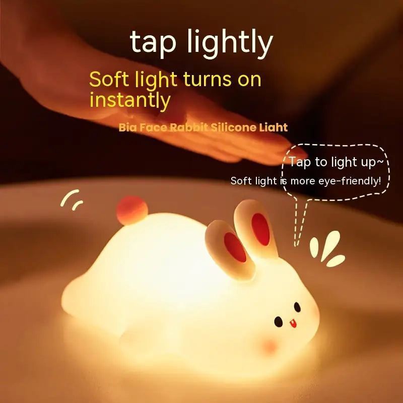 Cute Rabbit LED Night Light – Touch Sensor Bedroom & Home Decor