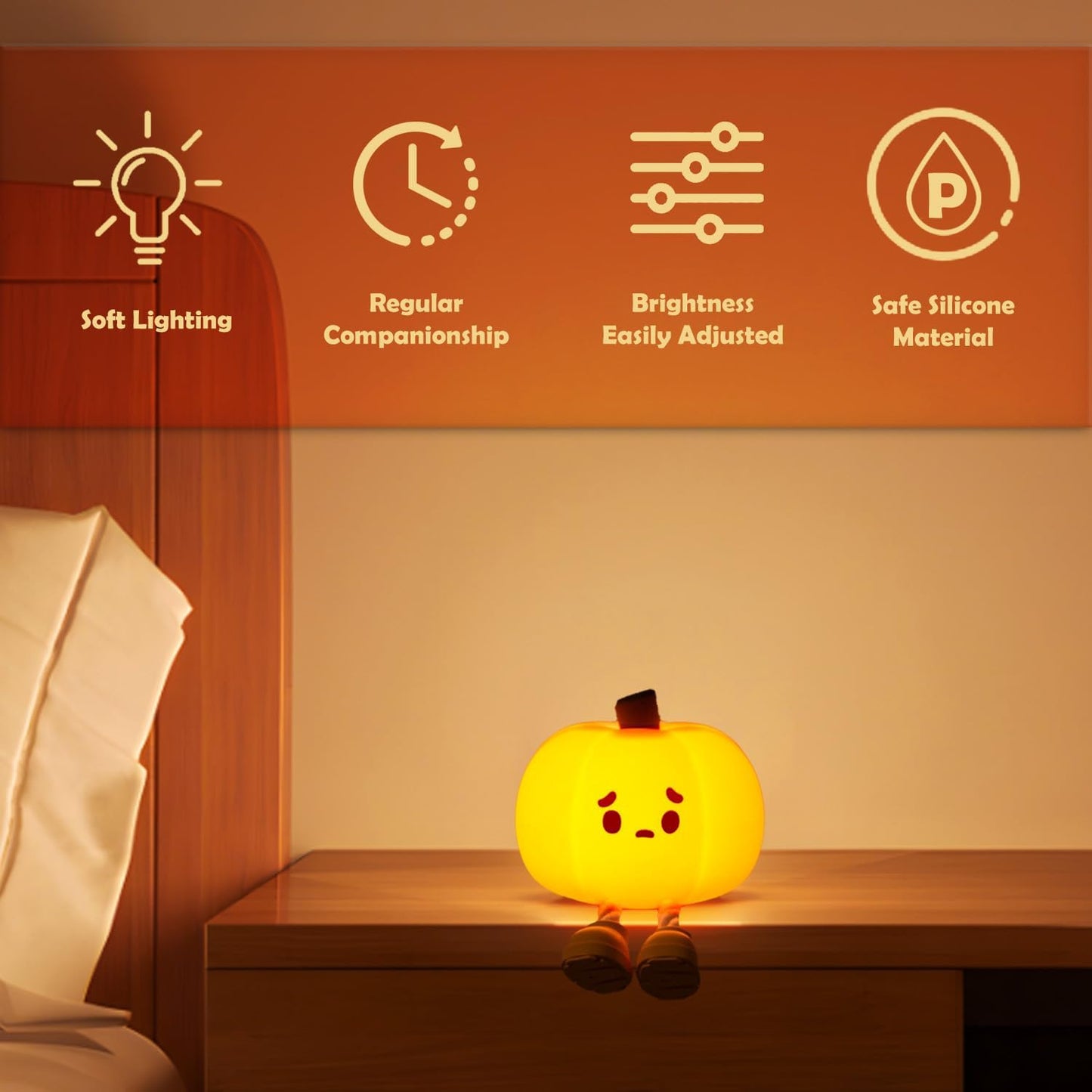 Cute Silicone Halloween Pumpkin Night Light