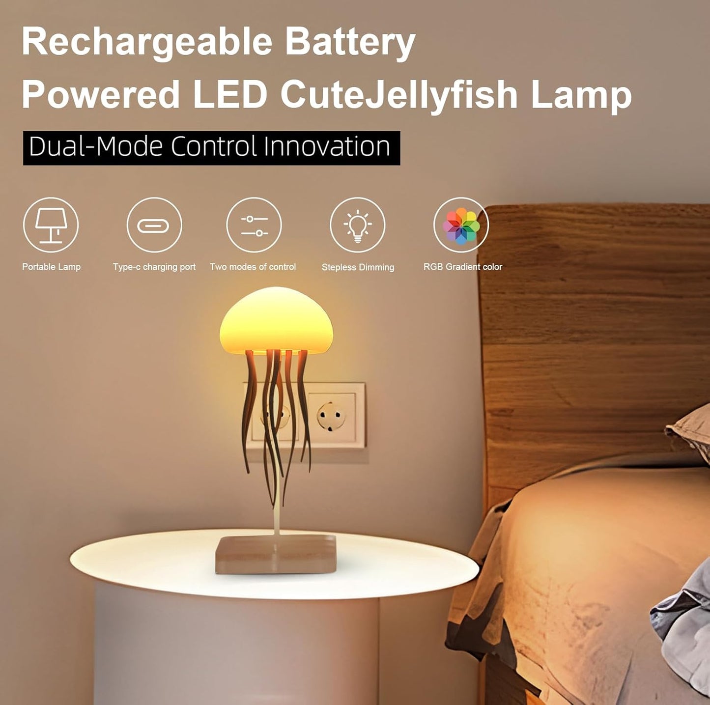 AquaGlow™ LED Jellyfish Lamp – Portable Mood Light for Desk & Bedside