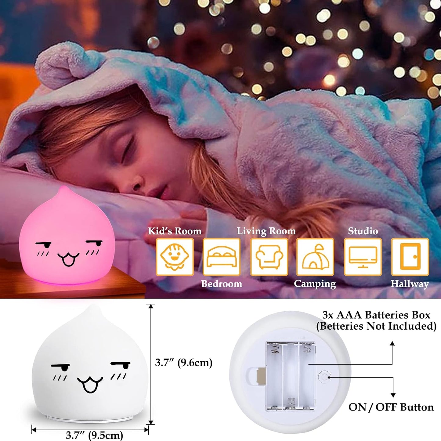 Colorful Bunny Night Light - Cute Table Lamp Gift