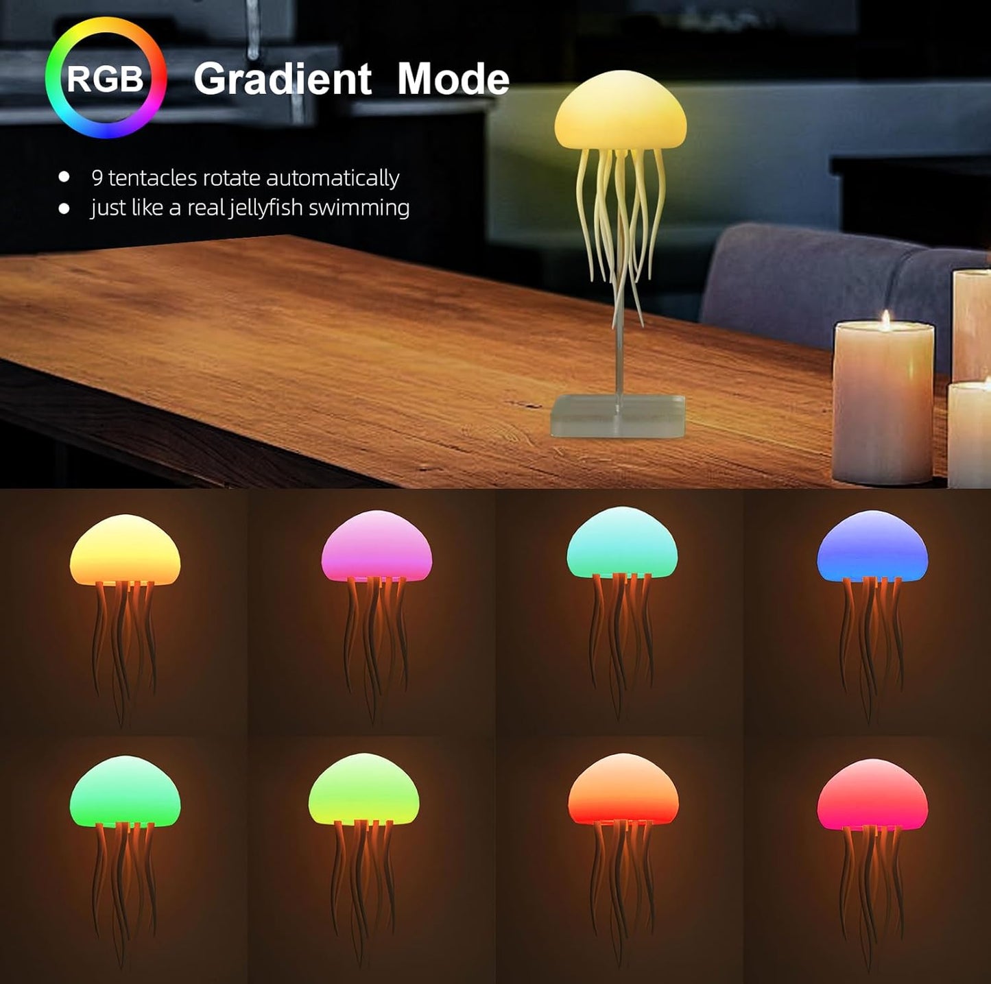 AquaGlow™ LED Jellyfish Lamp – Portable Mood Light for Desk & Bedside