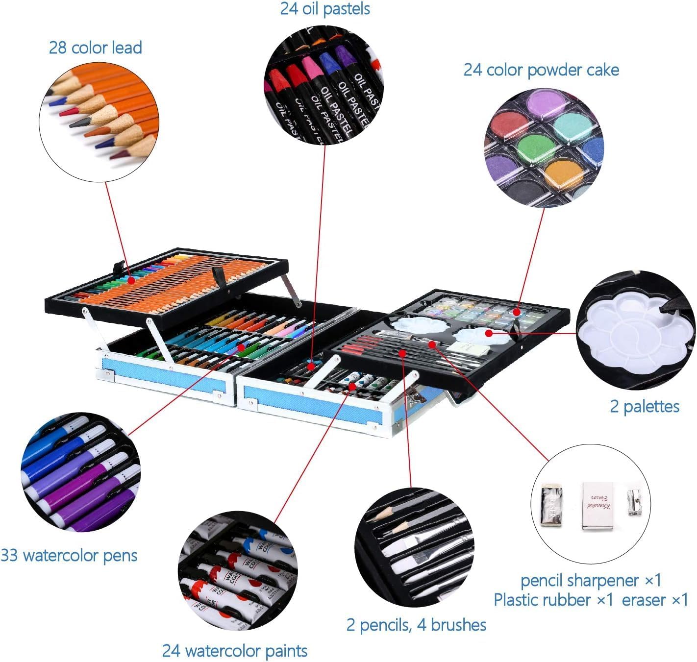 All-in-One Drawing Set with Pencils & Watercolors