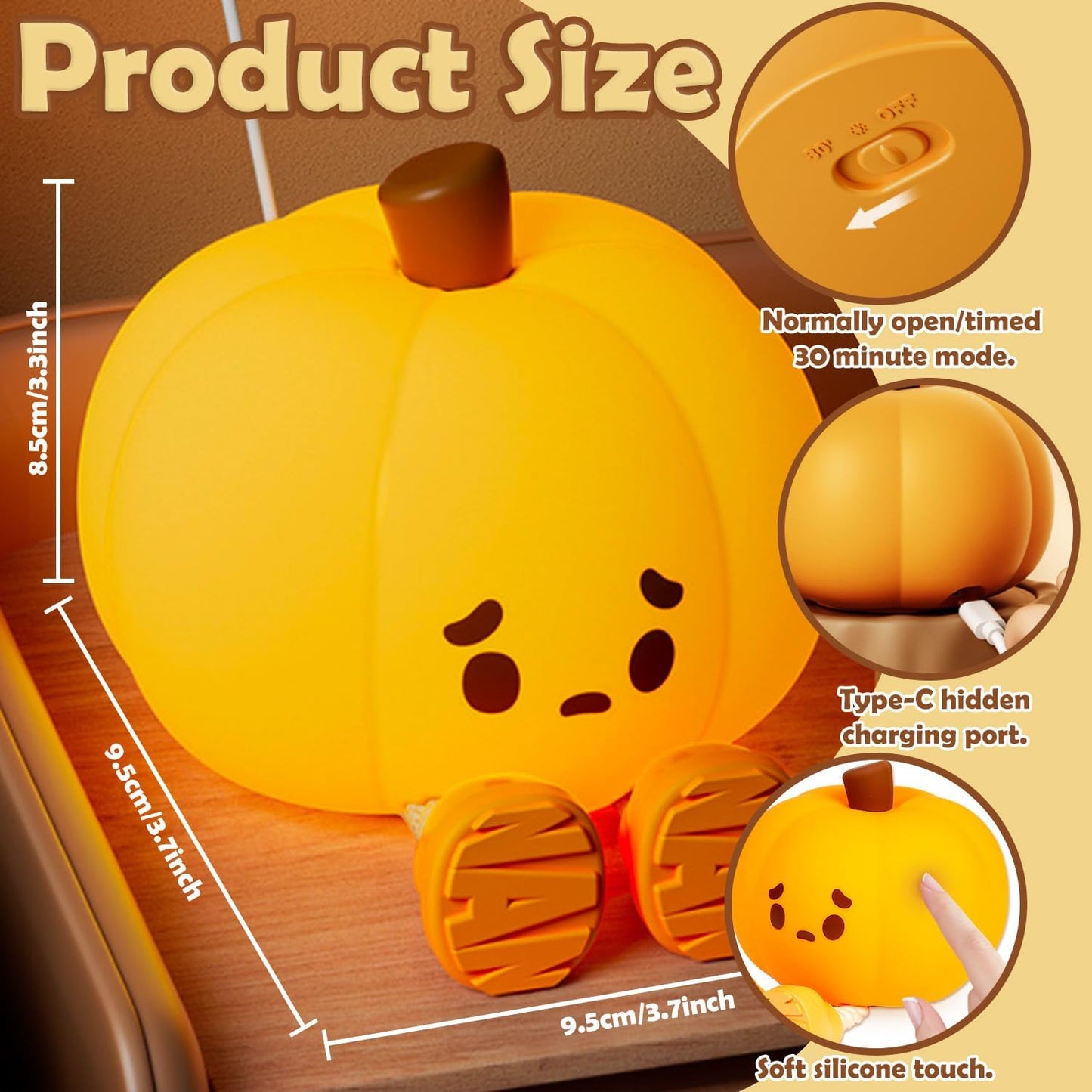 Cute Silicone Halloween Pumpkin Night Light