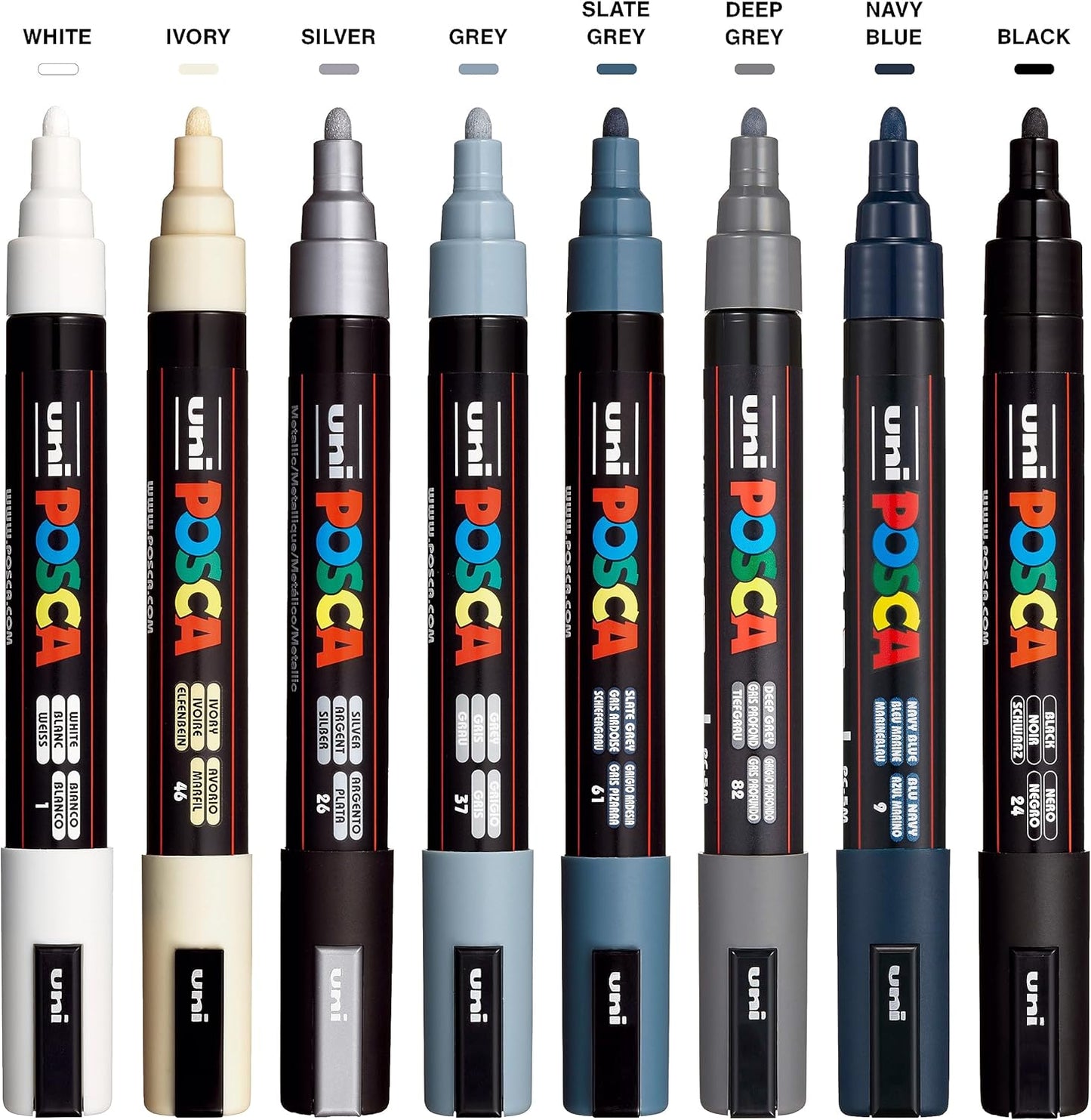 POSCA® Paint Marker Set, 8 Colors, PC-5M Gray Tone Set