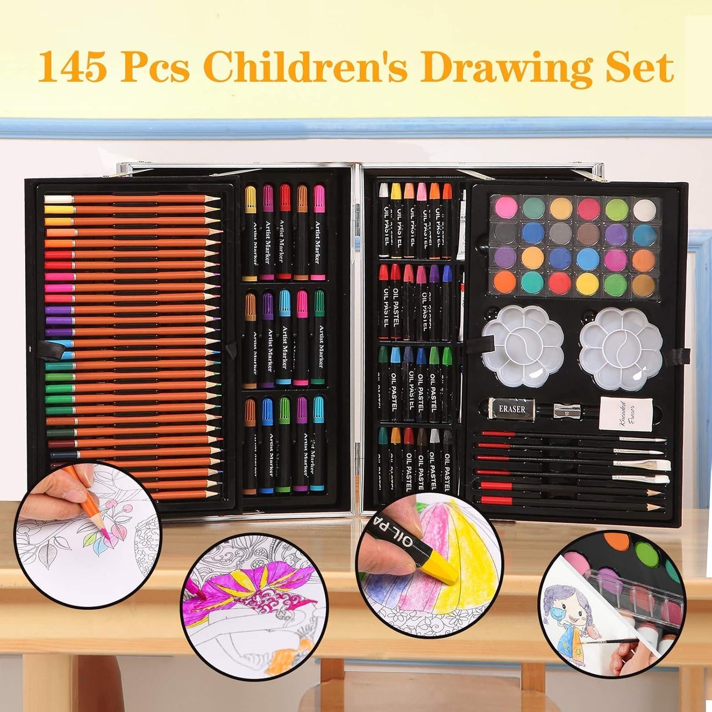All-in-One Drawing Set with Pencils & Watercolors