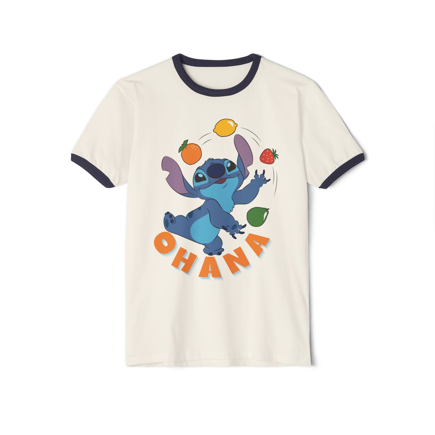 Fun Ohana Ringer T-Shirt for Family Gatherings, Cute Casual Wear, Gift for Friends, Summer Outing Tee, Children’s Day Celebration