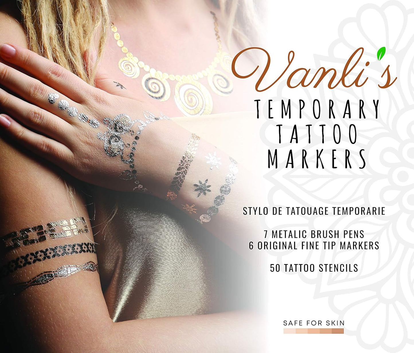 Vanlis Temporary Tattoo Markers: 13 Pens & 50 Stencils