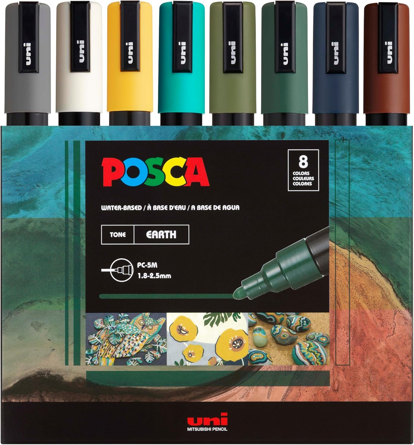 POSCA® Paint Marker Set, 8 Colors, PC-5M Earth Tone Set