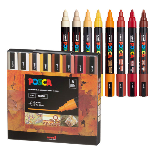 POSCA® Paint Marker Set, 8 Colors, PC-5M Warm Tone Set