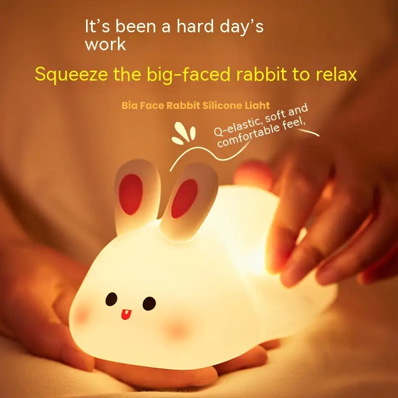 Cute Rabbit LED Night Light – Touch Sensor Bedroom & Home Decor