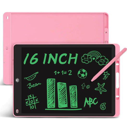 16-Inch LCD Writing and Drawing Tablet – Erasable Drawing Pad for Kids (Pink)