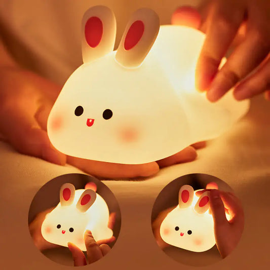 Cute Rabbit LED Night Light – Touch Sensor Bedroom & Home Decor
