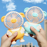 Cute Cartoon Mini Pig Fan with Light - USB Desk Fan