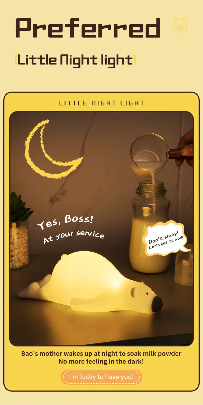 Cute Silicone Duck Night Light - Rechargeable Touch Lamp