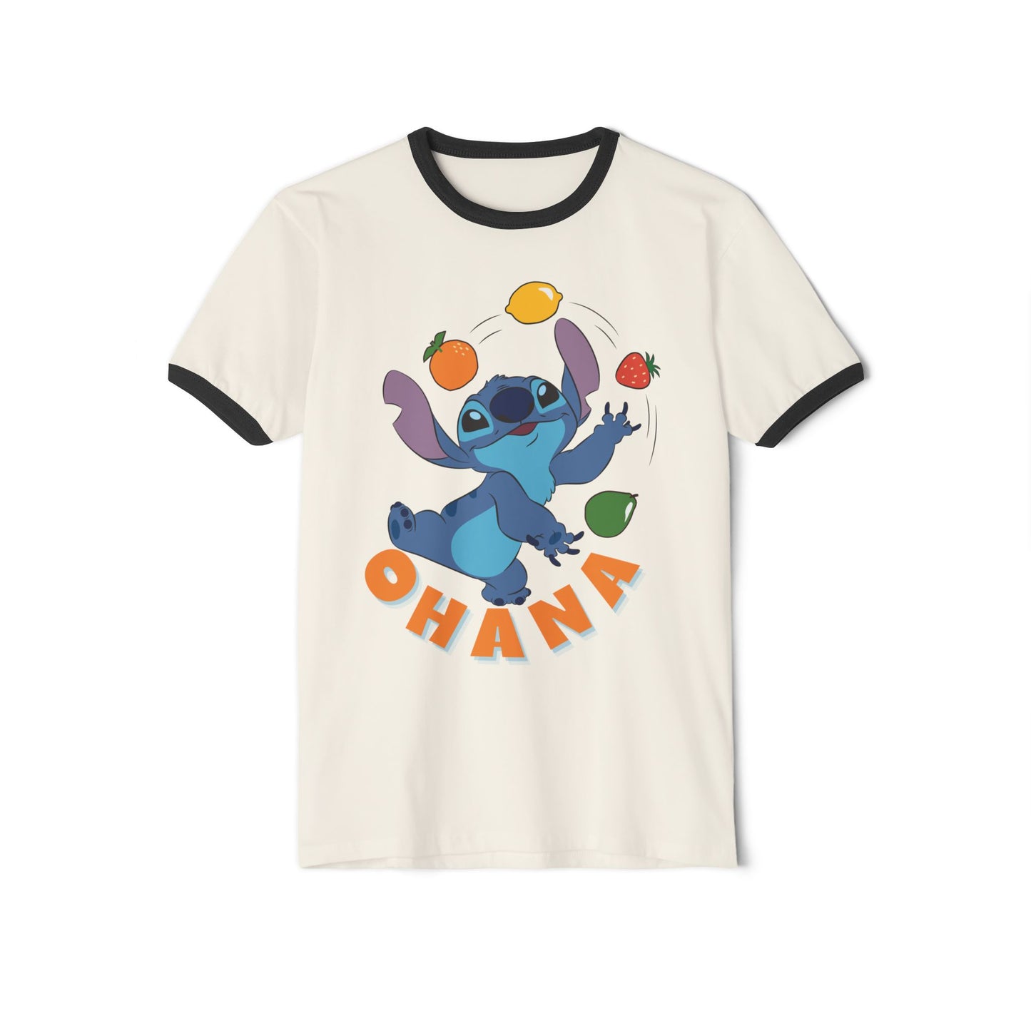 Fun Ohana Ringer T-Shirt for Family Gatherings, Cute Casual Wear, Gift for Friends, Summer Outing Tee, Children’s Day Celebration