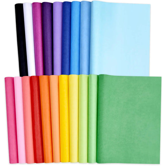 120 Sheets of 20"x14" Wrapping Tissue Paper – 20 Assorted Colors