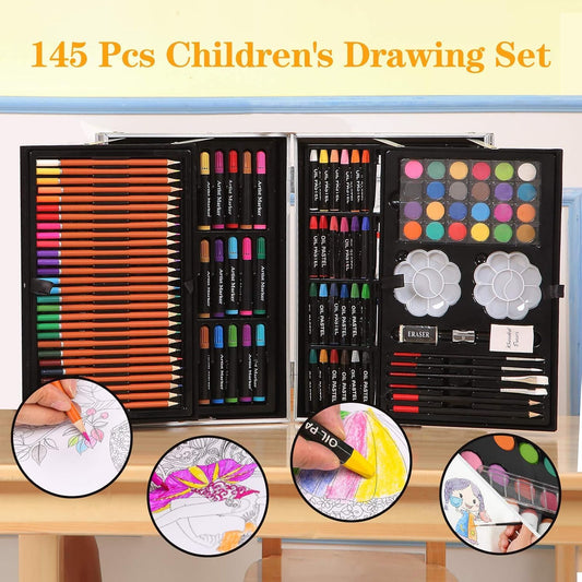 All-in-One Drawing Set with Pencils & Watercolors