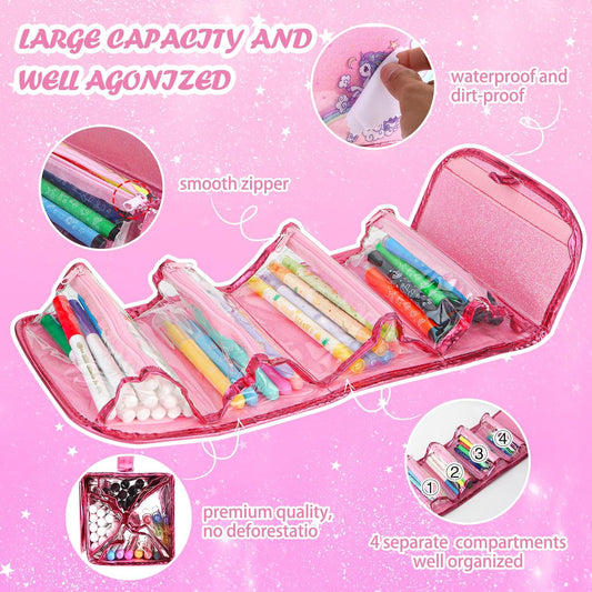 FruityFun 50 Pcs Scented Art Set with Unicorn Case for Girls