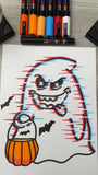 Printable Art (PDF & PNG)- Spooky Ghost with Candy Bucket