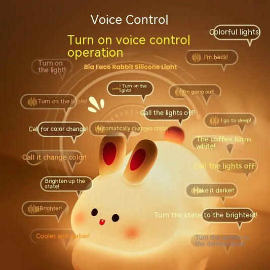Cute Rabbit LED Night Light – Touch Sensor Bedroom & Home Decor